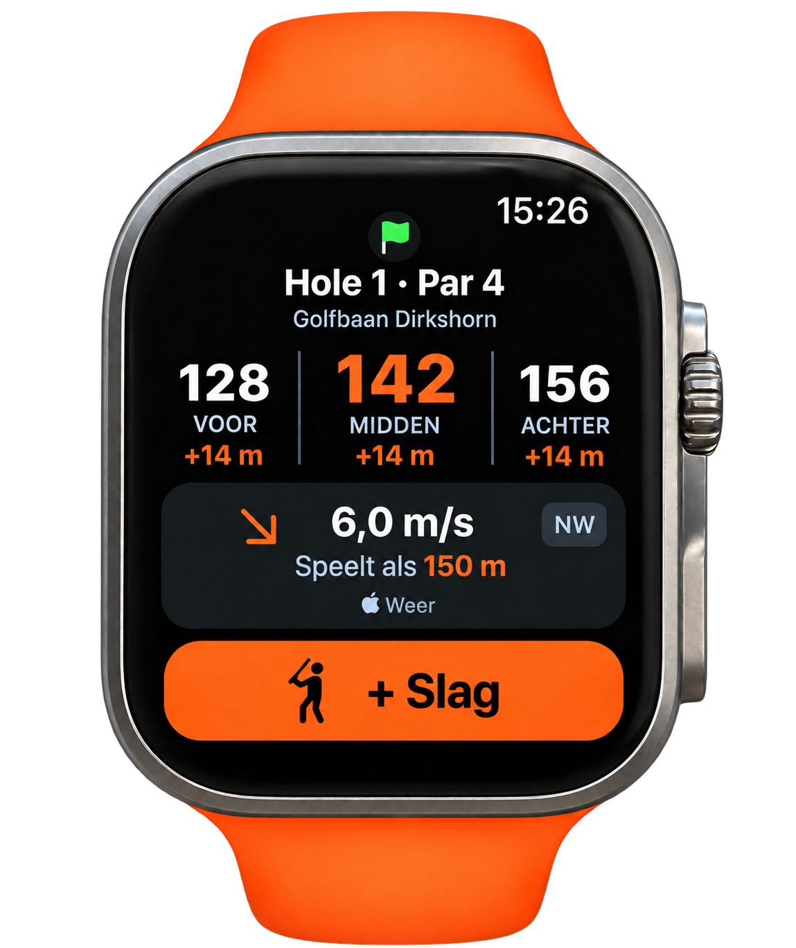 DutchCaddy ronde-informatie op Apple Watch