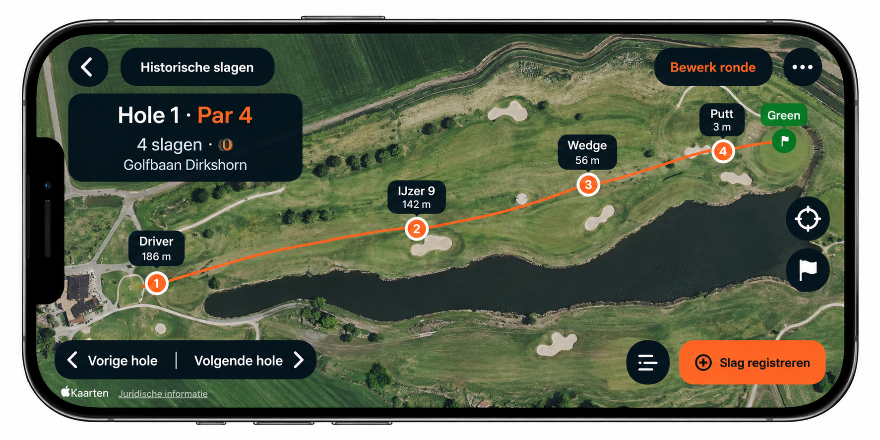 Historische ronde met vier slagen op hole 1 van Golfbaan Dirkshorn